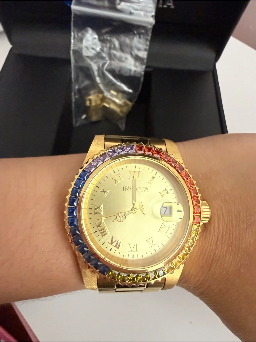 Invicta Gold Tone Rainbow Crystal Women’s Watch Limited Edition